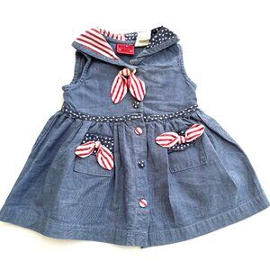 Rare American Baby denim Fourth of July Girls dress 6/9 month